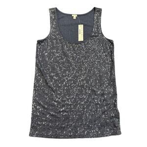 J Crew Womens New blue sequin tank top with stretch, Size Small